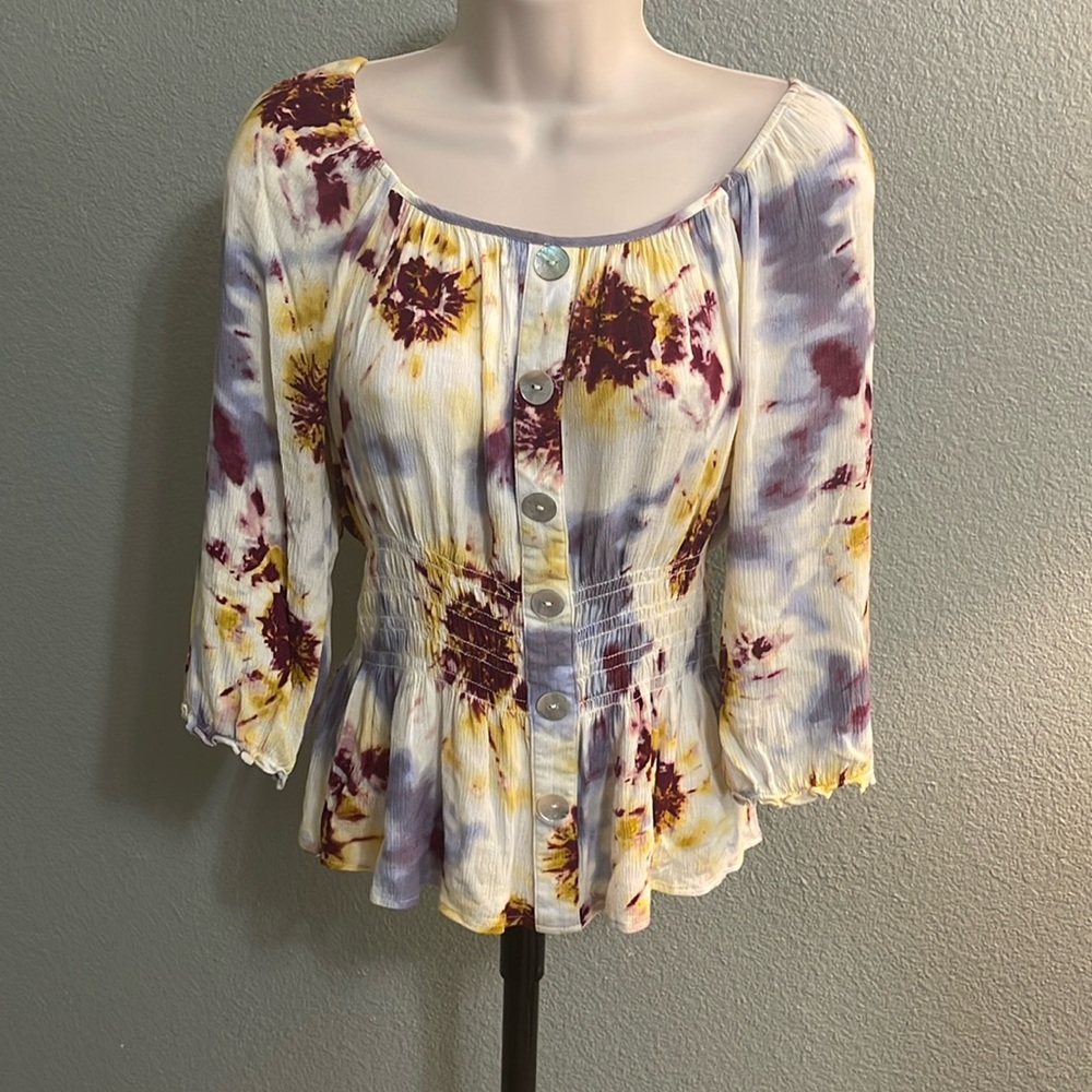 Fig and Flower tie dye top